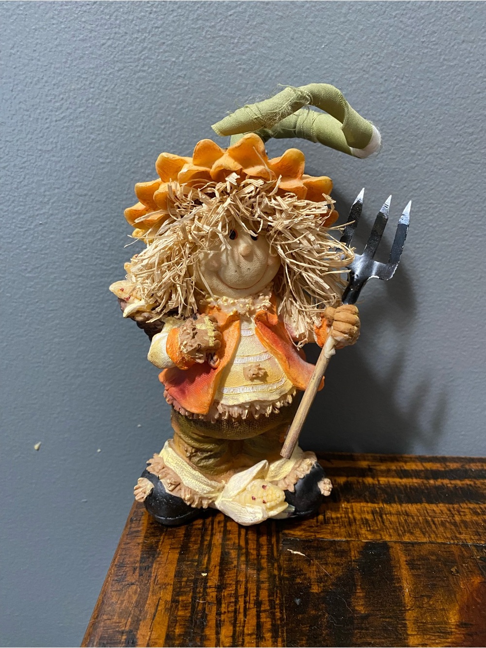 Autumn Harvest Scarecrow Garden Figurine - Orange